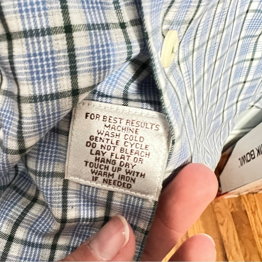 Peter Millar Men’s Medium Blue, Black, White Plaid Shirt 100% Cotton Button-Down - Picture 6 of 10